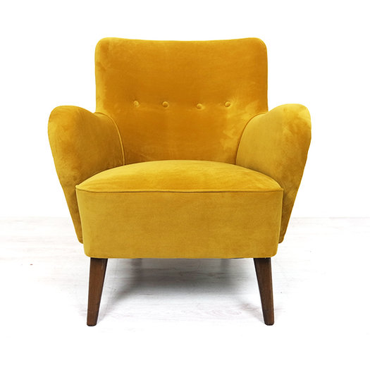 Vintage fauteuil, geel velours 201701 en winkel voor toffe