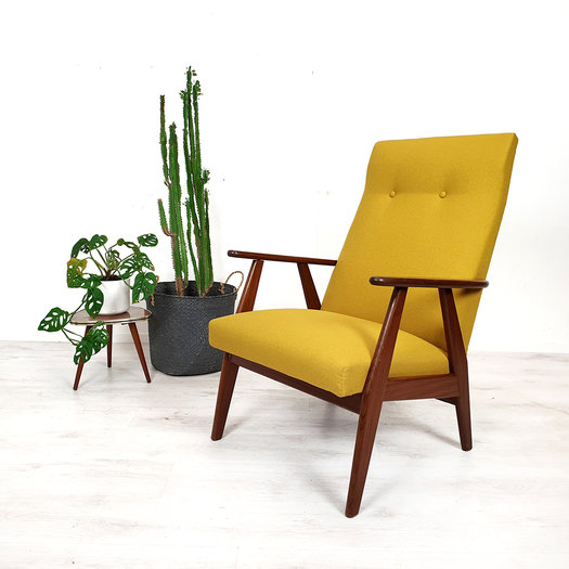 Vintage okergele fauteuil 201908 en winkel voor toffe en