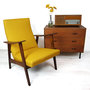 Okergele vintage fauteuil